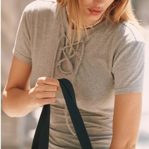 NWT Anthropologie × Daily Practice Field Play Short Sleeve Mini Dress Gray SM - Picture 3 of 12